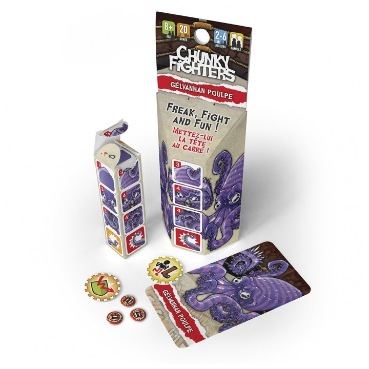 boite et dés du jeu Chunky Fighters Gelvanhan Poulpe