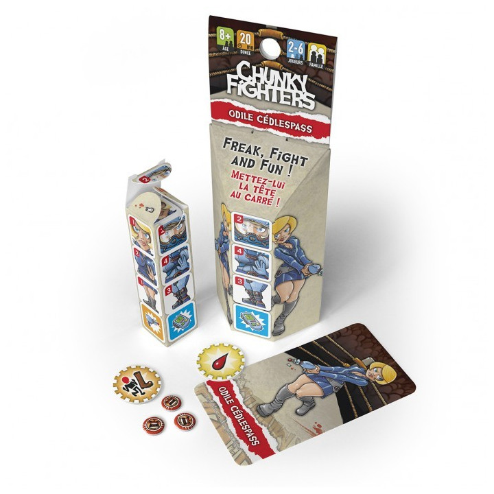 boite et dés du jeu Chunky Fighters Odile Cédlespass