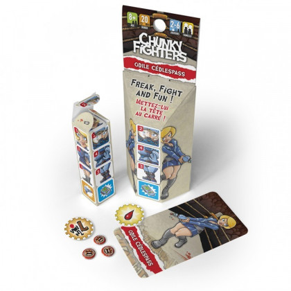 boite et dés du jeu Chunky Fighters Odile Cédlespass