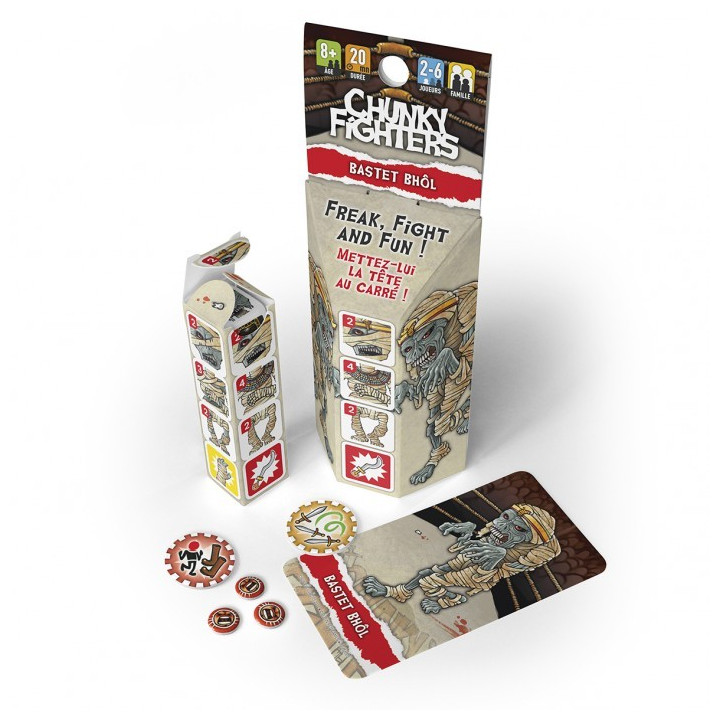 boite et dés du jeu Chunky Fighters Bastet Bhol