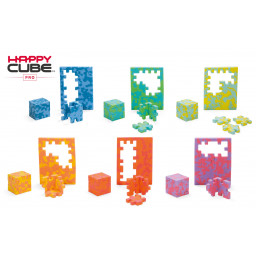 plaques et cubes reconstitués de la boite de jeu happy cube pro