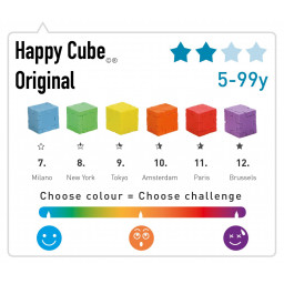 les différents niveaux inclus dans la boite du jeu Happy cube original