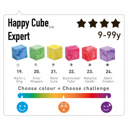 Les différents niveaux de la boite du jeu Happy Cube Expert