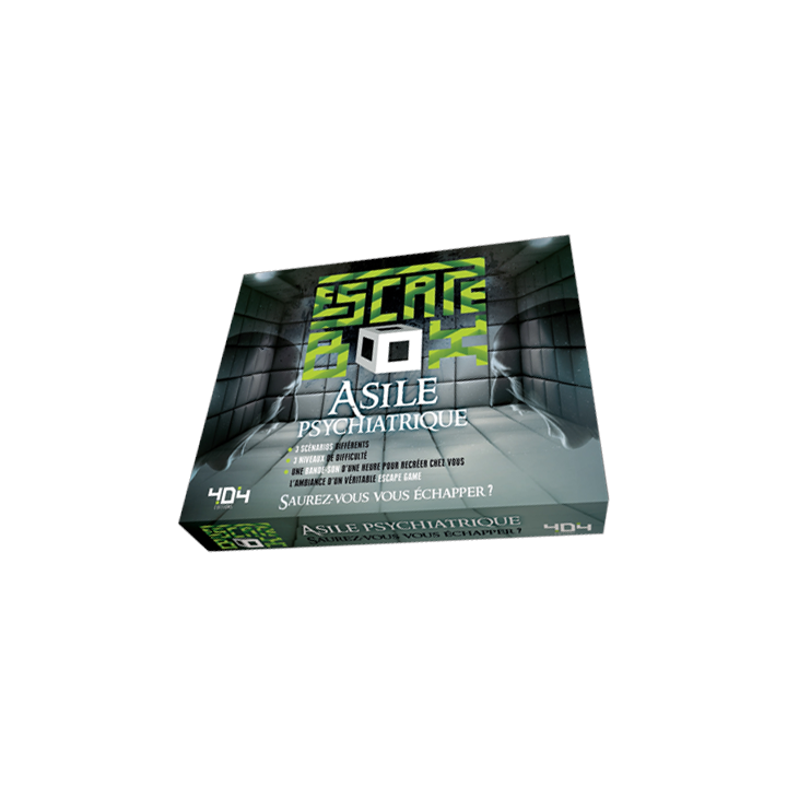 boite du jeu Escape box Asile Psychiatrique