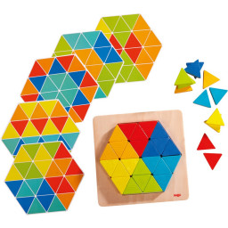 matériel et modèles du jeu d'assemblage Triangles Magiques