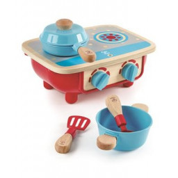 cuisinière, casseroles et spatules du jeu Ensemble de cuisine de Hape