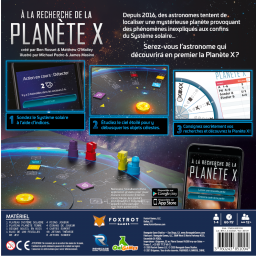 verso de la boite du jeu A la recherche de la planète X