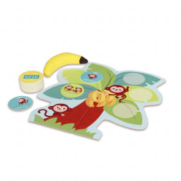 plateau, banane et jetons du jeu Comme des petits singes