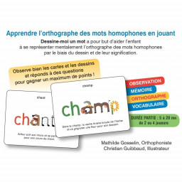 Dos de la boite du jeu Dessine-moi un mot Les homophones niveau 1