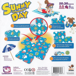 dos de la boite du jeu Sunny Day