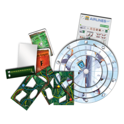 Matériel du jeu d'enquête Exit Le Vol vers l'Inconnu de Iello