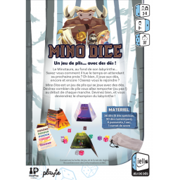 Verso de la boite du jeu de dés Mino Dice de Iello