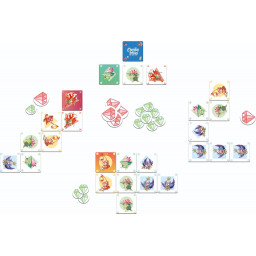 Matériel et début de partie de jeu de Combomino de Kiwizou