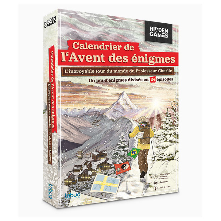 Boite du Calendrier de l'Avent des Enigmes Hidden Games L'incroyable Tour du Monde du Professeur Charlie
