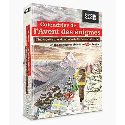 Boite du Calendrier de l'Avent des Enigmes Hidden Games L'incroyable Tour du Monde du Professeur Charlie