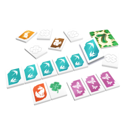 Zoom sur les pièces du jeu Double Seven de Tiki Editions