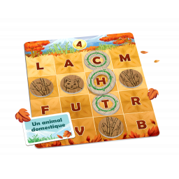 Zoom sur une grille de jeu de Happy Letters de Tiki Editions