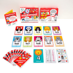 Boite et cartes du jeu éducatif Maximaal : tables de Multiplication