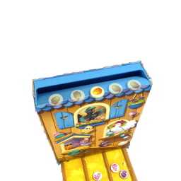 Zoom sur le haut de la boite du jeu Pouss' ta Poule