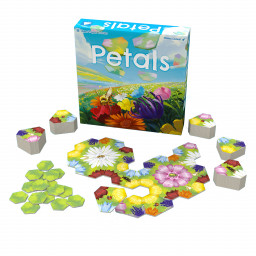 Boite et matériel du jeu de stratégie Petals de BIotope